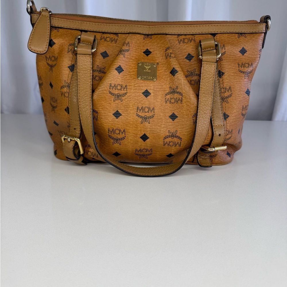 MCM Visetos Leather Tote Bag